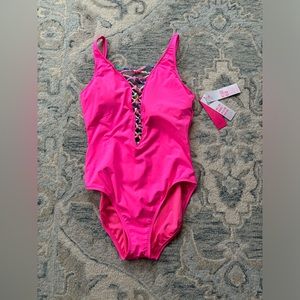 Lilly Pulitzer lattice one piece in sunburst neon RARE